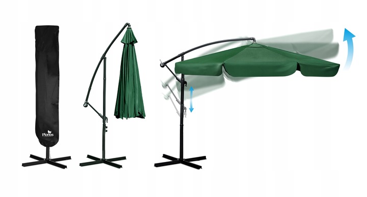 Parasol ogrodowy duży składany z wysięgnikiem pokrowiec 6 segmentów Ø 350cm