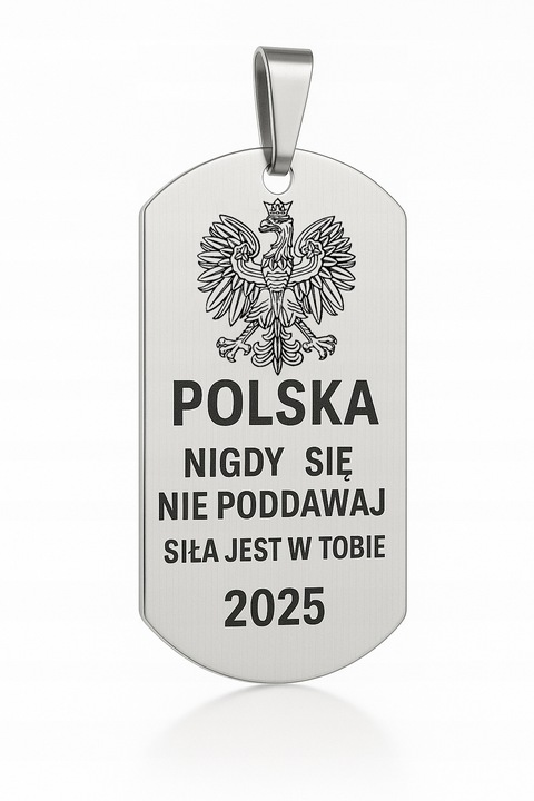 Srebrny łańcuszek męski nieśmiertelnik stal chirurgiczna 316L grawer
