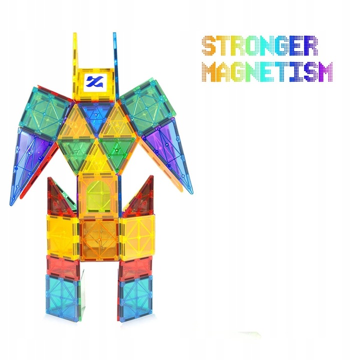 Klocki Magnetyczne 3D Konstrukcyjne Zestaw 88 elementów 3+ Edukacyjne DUŻE