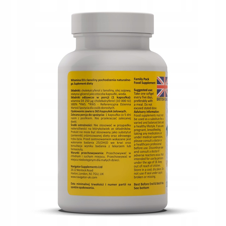 WITAMINA D3 10000IU Z LANOLINY 365kaps NA ROK