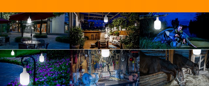 LAMPA KEMPINGOWA ŻARÓWKA LED LAMPKA DO NAMIOTU Z HACZYKIEM I AKUMULATOREM