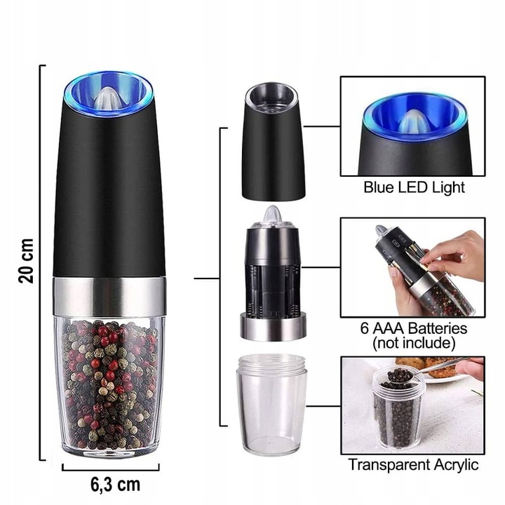 MŁYNEK GRAWITACYJNY DO SOLI PIEPRZU KINGHoff 1618A