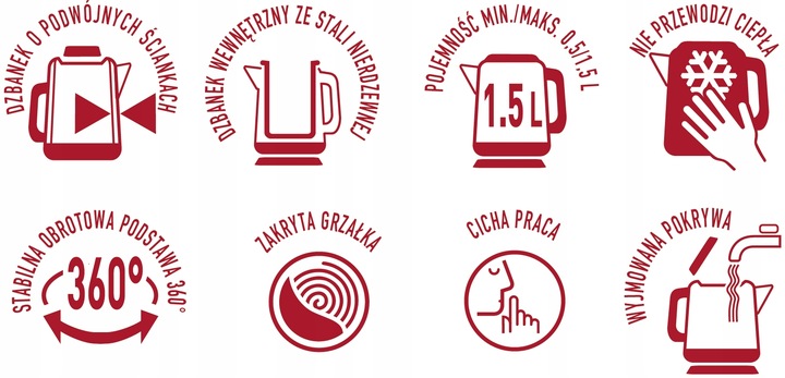 Czajnik elektryczny bezprzewodowy MPM MCZ-115 z podwójnymi ściankami biały