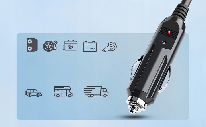 Wtyk gniazda zapalniczki z kablem 180 cm. i konektorami M5 12V 24V