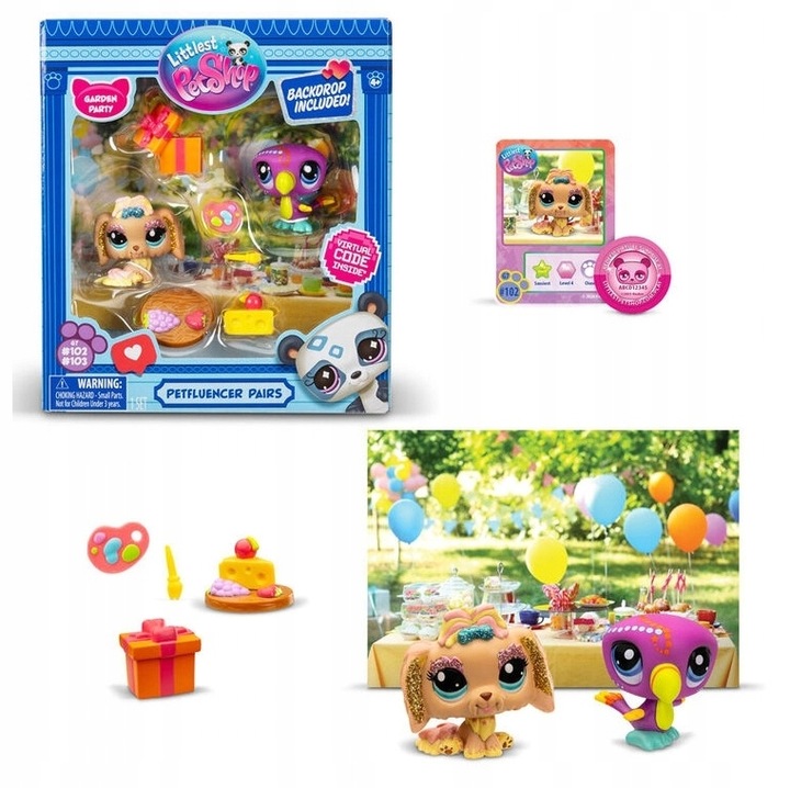 Littlest Pet Shop ZESTAW Garden Party + Wirtualny Kod FIGURKI i AKCESORIA