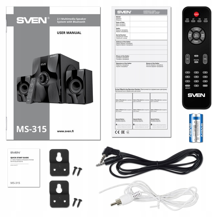 SVEN MS-315 głośniki komputerowe 2.1 BLUETOOTH, USB, FM, WYŚWIETLACZ, PILOT