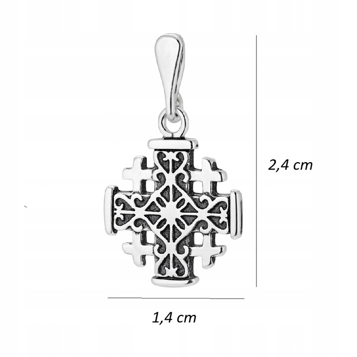 KRZYŻ SREBRNY 925 JEROZOLIMSKI SREBRO PRÓBA 925