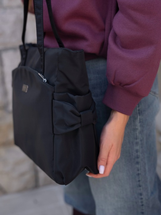 Torba shopper bag torebka damska pojemna na ramię miejska czarna PETERSON