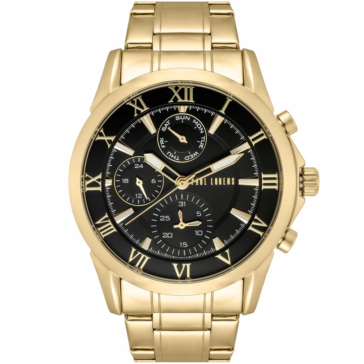 Zegarek męski Paul Lorens NEXTON multi-datownik ZŁOTY stylowy BOX+ GRAWER