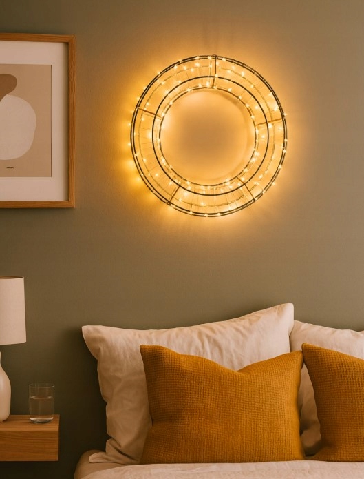 Lampka wieniec na baterie na drzwi okno stroik