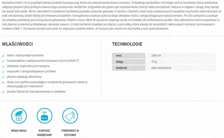 Kuchenka Turystyczna Fire-Maple Fms-116