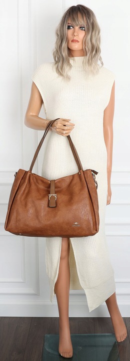 Torebka Damska listonoszka Shopperka na ramię pojemna CH3319 Brązowa