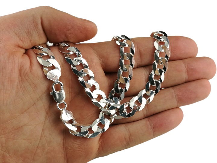 SREBRNA BRANSOLETKA MĘSKA 925 PANCERKA 10,5mm DIAMENTOWANA GRAWER GRATIS