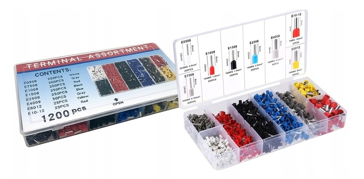 ZACISKARKA PRASKA KONEKTORÓW TULEJEK KOŃCÓWEK KABLI PRZEWODÓW ZESTAW x1200