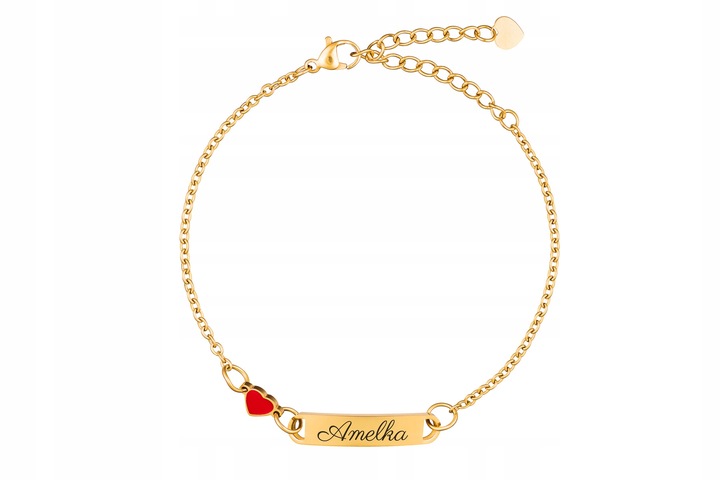 Bransoletka Złota SERCE z Grawerem dla Dziecka G1 Prezent dla Córki Wnuczki