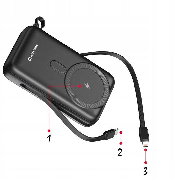 POWERBANK SWISSTEN 20000 mAh Qi PD 20W bezprzewodowe+ KABLE USB-C LIGHTNING