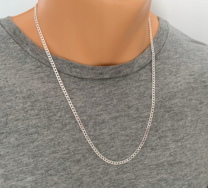 SREBRNY MĘSKI ŁAŃCUSZEK PANCERKA 035/55cm SREBRO 925 pełne DIAMENTOWANE