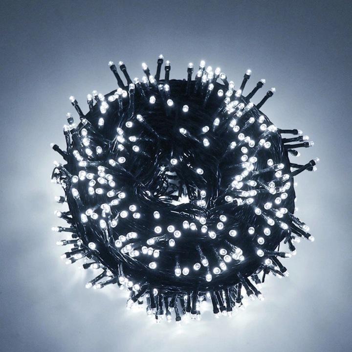 LAMPKI CHOINKOWE 500 LED STAŁE + FLASH ZEWNĘTRZNE BŁYSK IP44 BIAŁE ZIMNE