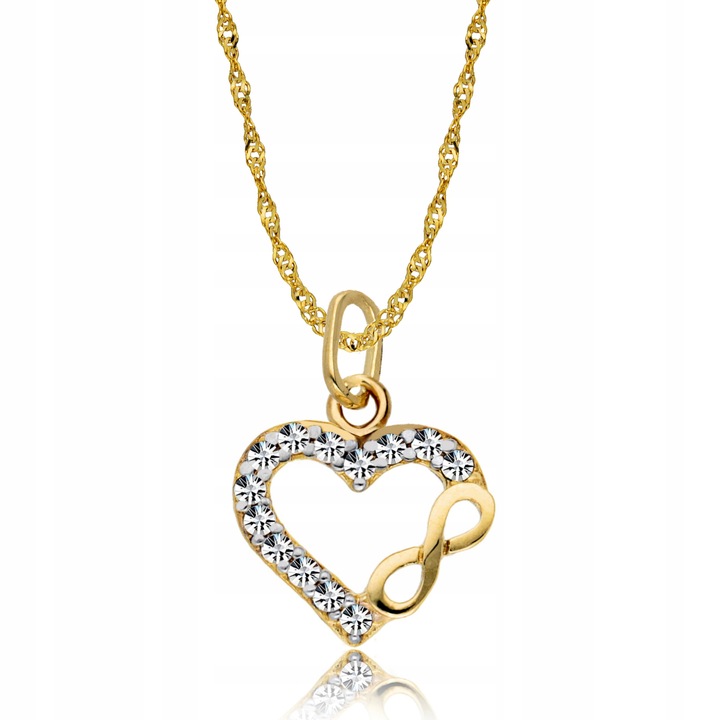 Złoty Łańcuszek ZŁOTO 333 Serce Nieskończoność Naszyjnik dla Kobiety Grawer