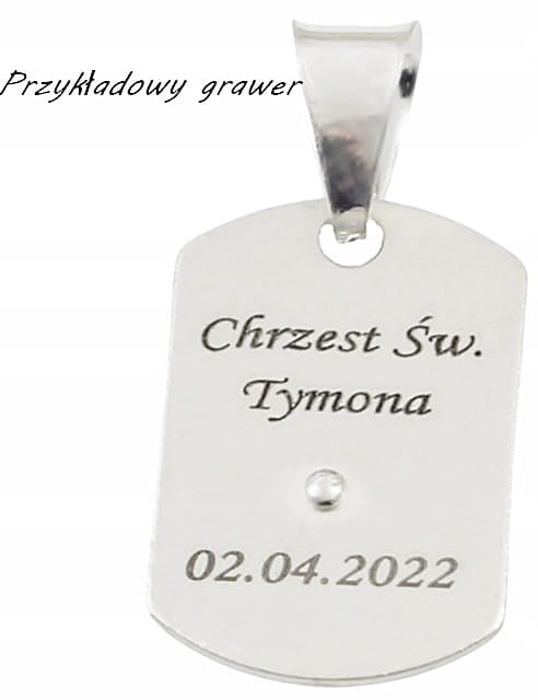 Łańcuszek Srebrny Męski Pancerka Diamentowany z Medalikiem Grawer Gratis