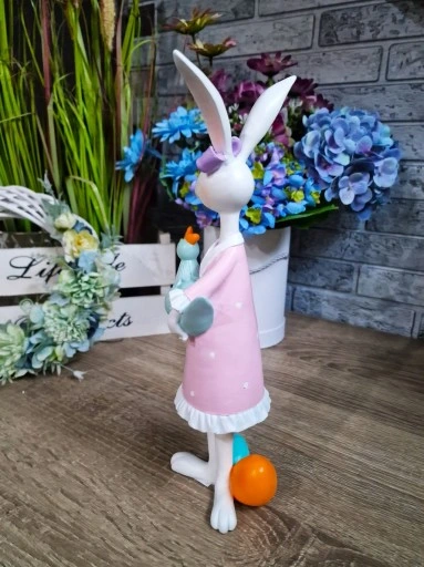 FIGURKA WIELKANOCNY ZAJĄC KRÓLIK z kurą