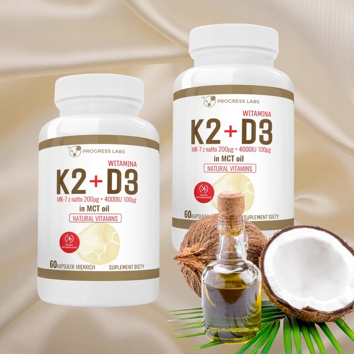 WITAMINA K2 MK-7 200mg+D3 4000IU OLEJU MCT 2 x 60 kapsułek