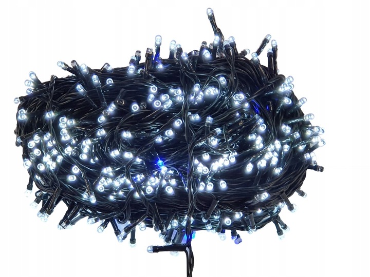 LAMPKI CHOINKOWE FLASH 100 LED GRUBE ZEWNĘTRZNE BIAŁE ZIMNE BŁYSK NIEBIESKI