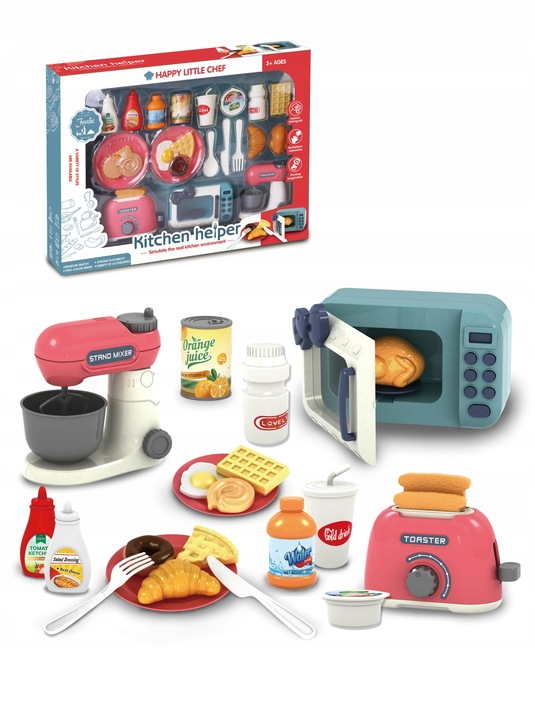 Zestaw do kuchni dla dzieci AGD naczynia mikser toster gotowanie akcesoria