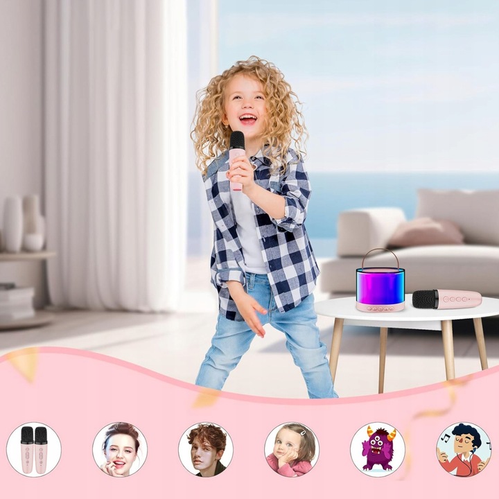 ZESTAW KARAOKE GŁOŚNIK BLUETOOTH 2 MIKROFONY USB MINI JACK NA IMPREZY