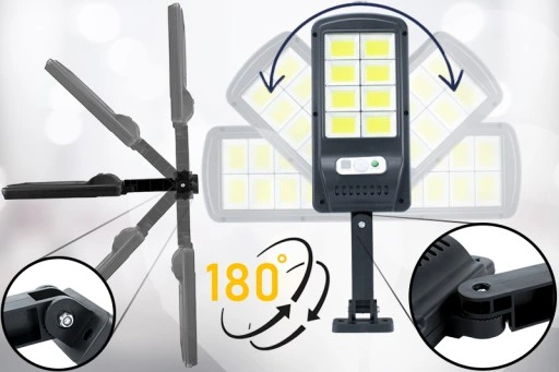 OŚWIETLENIE ZEWNĘTRZNE OGRODOWE MOCNA LAMPA SOLARNA LED ULICZNA COB PILOT