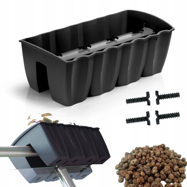 3x Skrzynka na balustradę DCRO600, Doniczka balkonowa +keramzyt 5l Antracyt