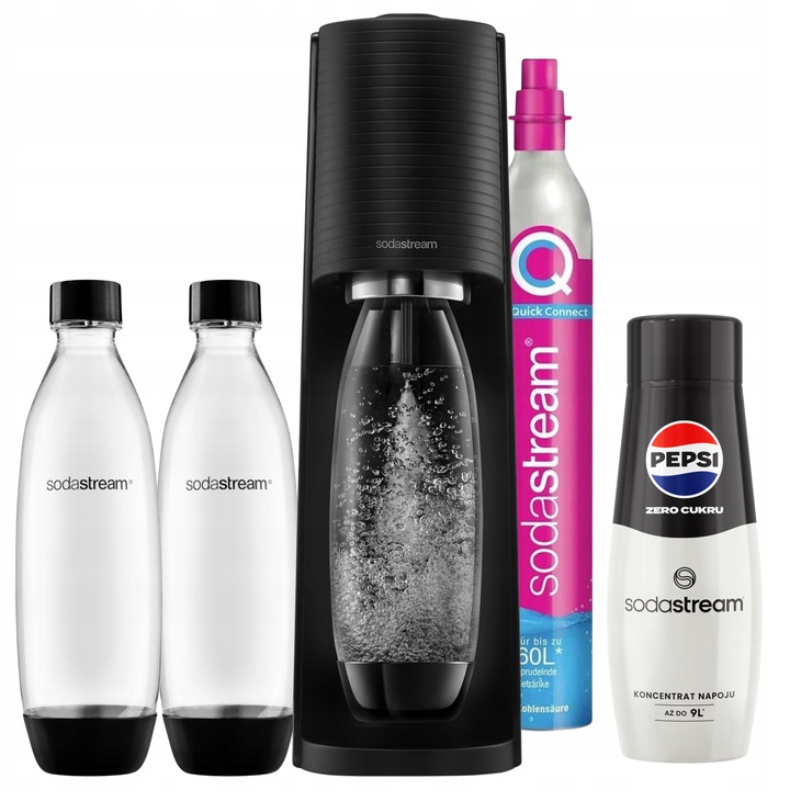 Saturator SodaStream TERRA do gazowania wody 2 butelki 1L + Syrop PEPSI MAX