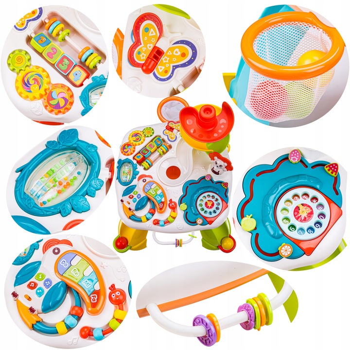 EDUKACYJNY interaktywny STOLIK ORGANKI ZJEŻDŻALNIA PIŁEK PIŁKI Liczydło