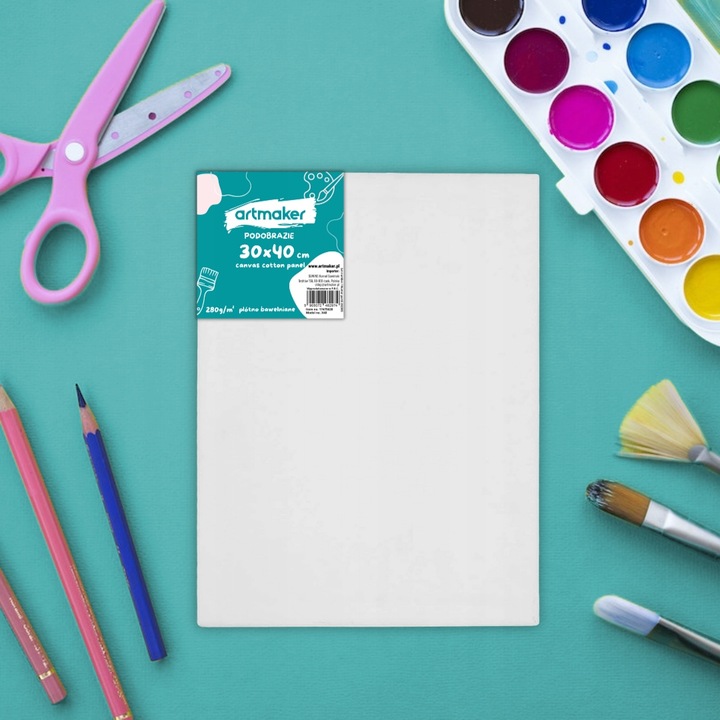 ZESTAW DO MALOWANIA PŁÓTNA 30x40 FARBY PĘDZLE 26el