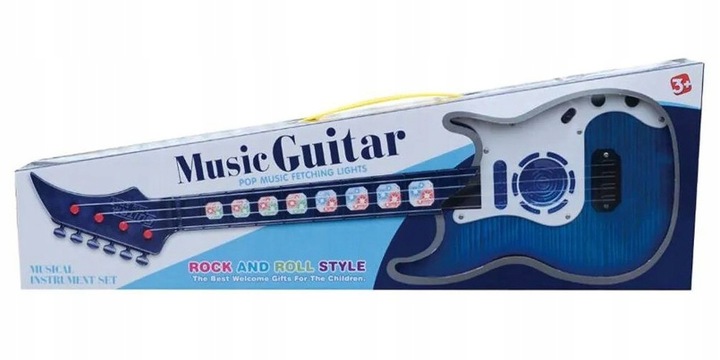 GITARA ROCKOWA DLA DZIECI ŚWIECI GRA INSTRUMENT DŹWIĘK