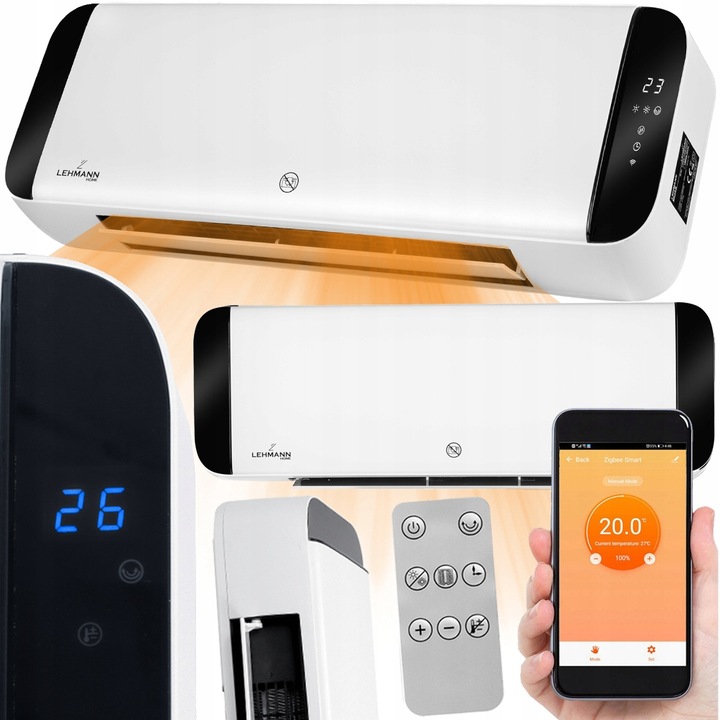 KURTYNA POWIETRZNA TERMOWENTYLATOR GRZEJNIK ELEKTRYCZNY 2000W PILOT + Wi-Fi