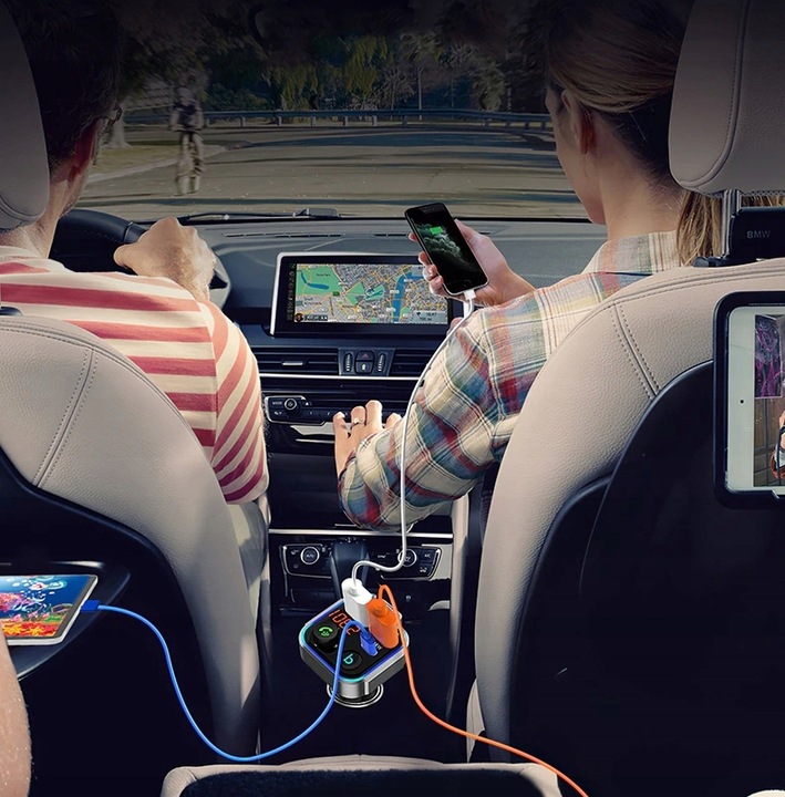 TRANSMITER FM BLUETOOTH SZYBKA ŁADOWARKA QC USB PD