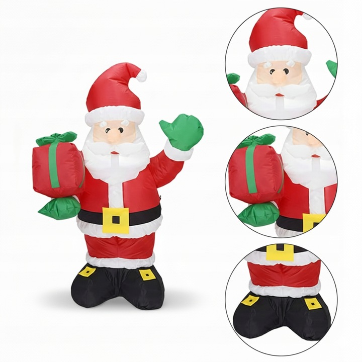 MIKOŁAJ DMUCHANY LED PODŚWIETLANY ŚWIECĄCY XXL 135 CM DEKORACJA ŚWIĄTECZNA