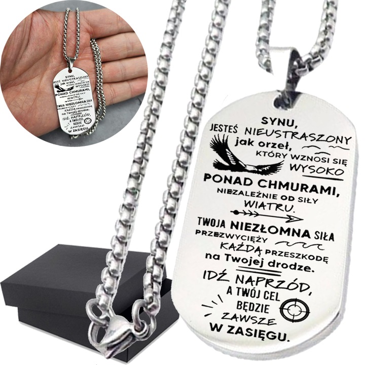 Prezent dla Syna Naszyjnik Zawieszka z Grawerem Idealny Prezent