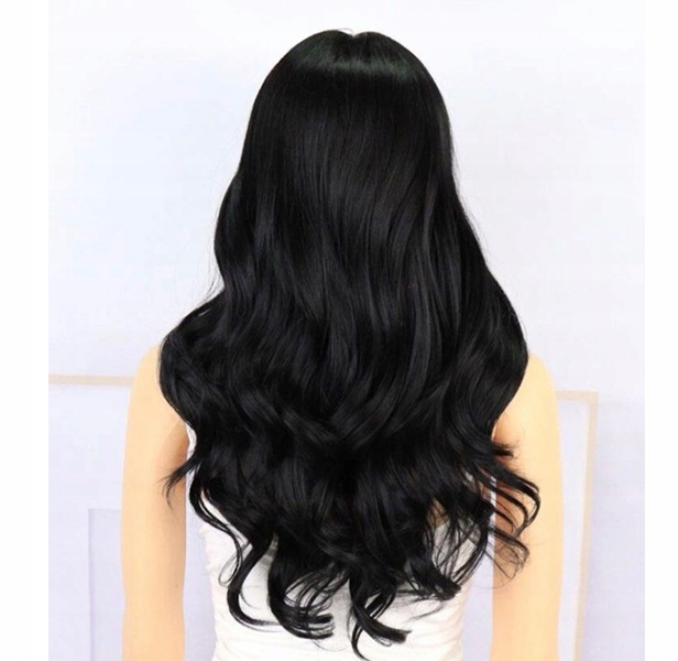 PERUKA DŁUGIE WŁOSY CZARNE KRUCZE FALE BRUNETKA SYNTETYCZNE damskie 70 cm