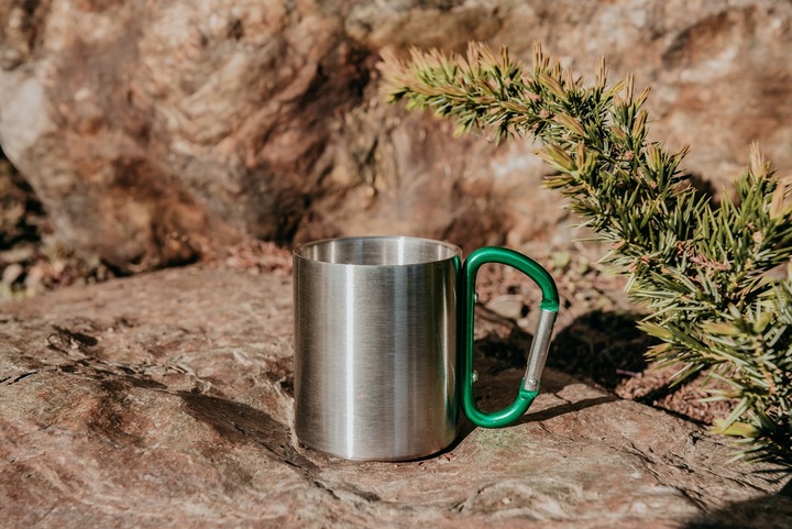 Kubek stalowy 210 ml z karabińczykiem swój grawer