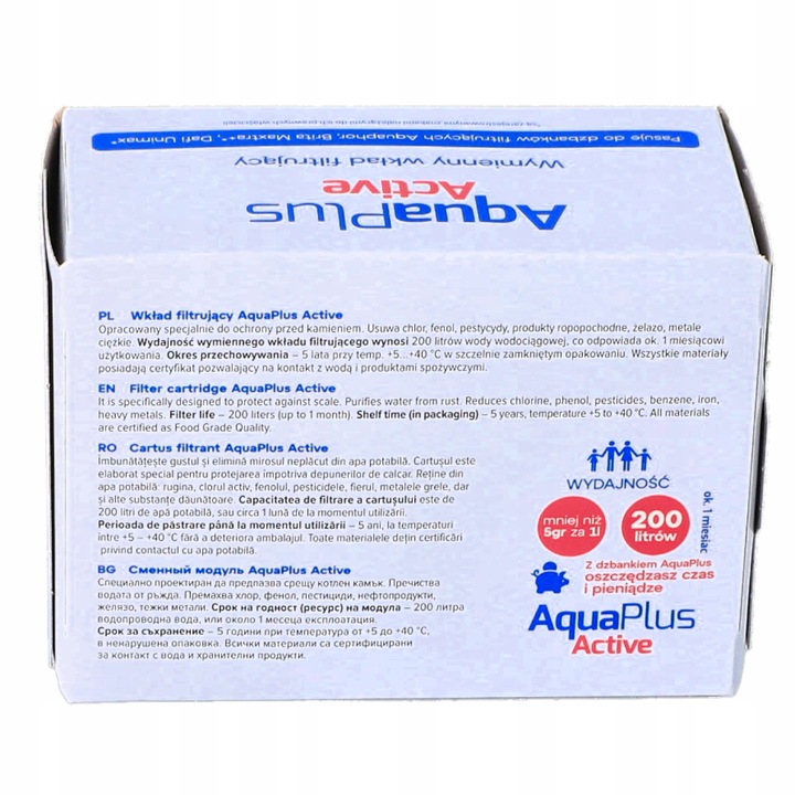 Filtr Aquaplus Active wkład do dzbanka filtrującego wodę 10 szt.