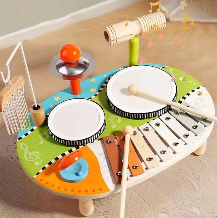 MUZYCZNY STOLIK Z DREWNA INTERAKTYWNY SENSORYCZNY MONTESSORI EDUKACYJNY