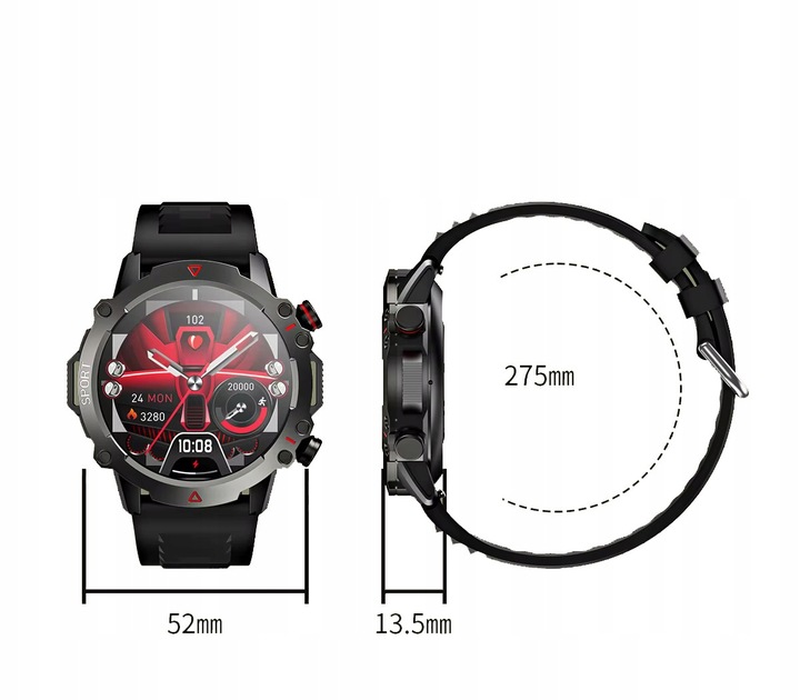 Smartwatch Dla Młodzieży Rozmowy Bluetooth Sport Pulsometr PL Menu