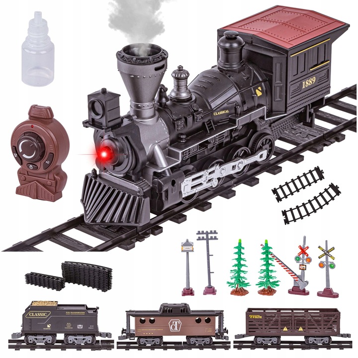 Elektryczna KOLEJKA LOKOMOTYWA POCIĄG towarowy NA PILOTA Tor PARA 2,4 GHz