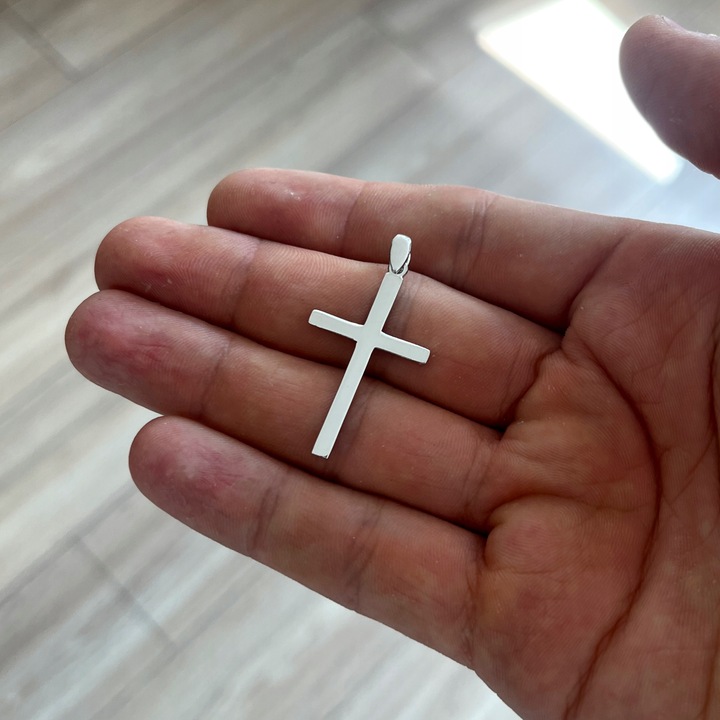 PIĘKNY MĘSKI DUŻY SREBRNY KRZYŻYK 925 RODOWANY KRZYŻ PREZENT DLA MĘŻCZYZNY