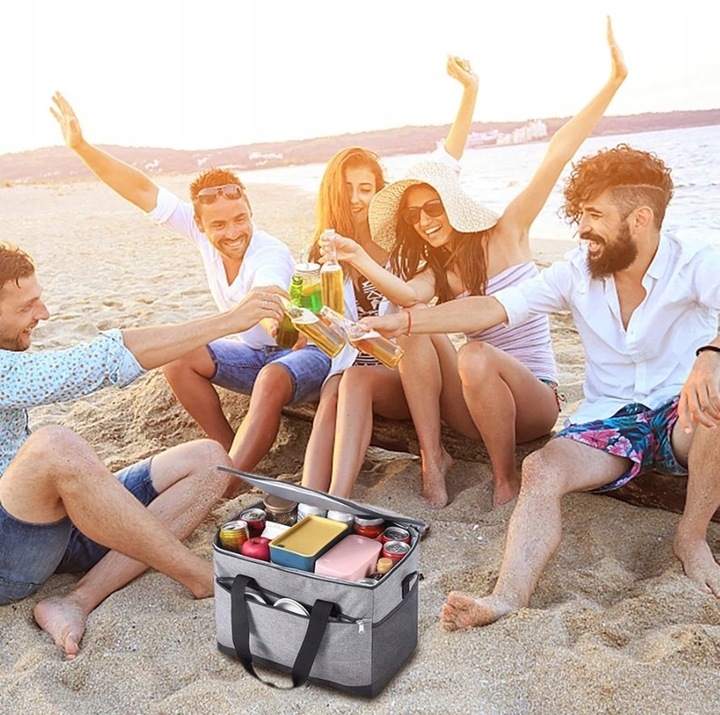 Torba Termiczna Piknikowa Turystyczna Lodówka Kosz Wkłady Chłodzące Mrożąc