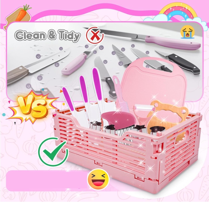 ZESTAW BEZPIECZNYCH NOŻY AKCESORIÓW KUCHENNYCH DLA DZIECI 13EL Prezenty