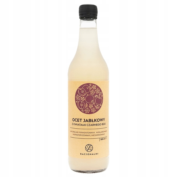 Ocet jabłkowy KWIATY BZU Racjonalni 500 ml NIEPASTERYZOWANY Żywy