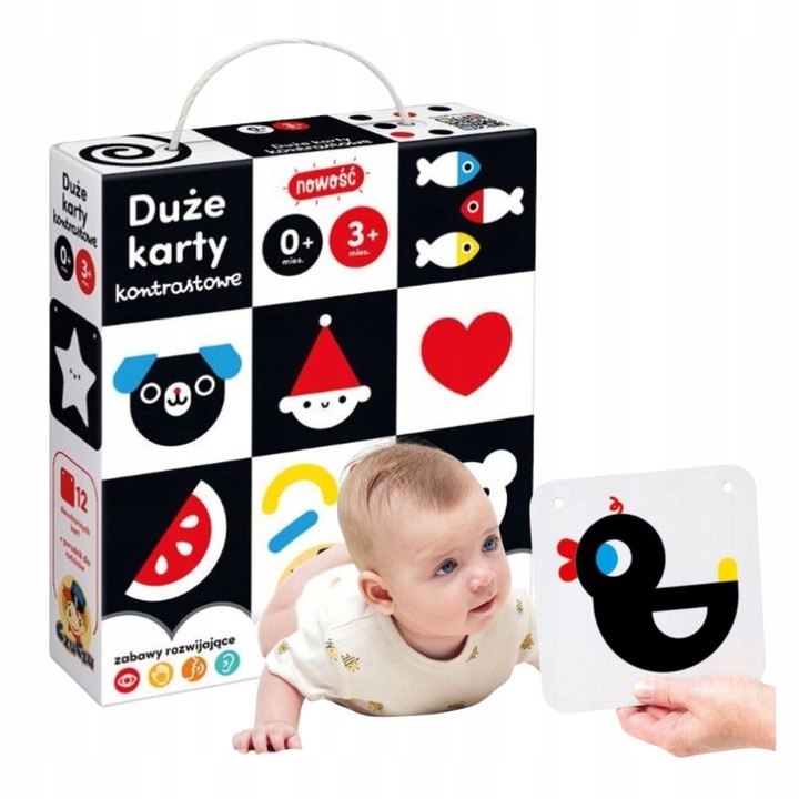 CzuCzu Karty Kontrastowe Książeczki na Sznureczku dla Malucha 0m+ 3m+